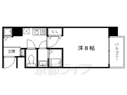 アスヴェル京都二条烏丸(1K/7階)の間取り写真