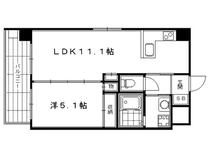  シルエラ御所南(1LDK/1階)の間取り写真