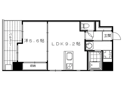京都市東西線 京都市役所前駅 徒歩3分 9階建 築9年(1LDK/5階)の間取り写真