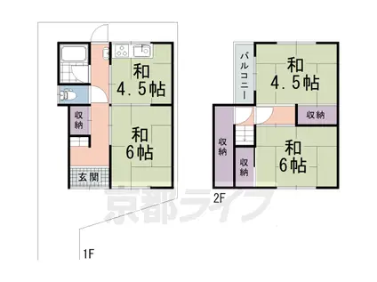 近鉄京都線 伏見駅(京都) 徒歩43分 2階建 築51年(3DK)の間取り写真