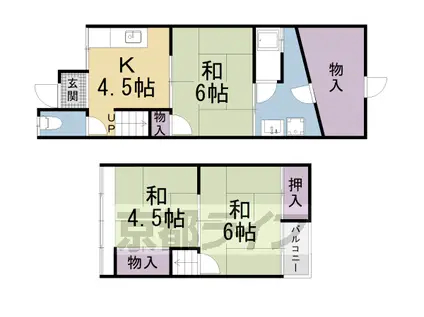 京阪電気鉄道京津線 追分駅(滋賀) 徒歩24分 2階建 築49年(3DK)の間取り写真