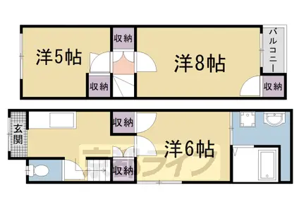 京都市東西線 太秦天神川駅 徒歩12分 2階建 築47年(3K)の間取り写真
