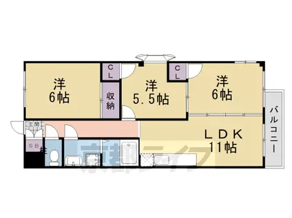 京阪電気鉄道京阪線 石清水八幡宮駅 徒歩45分 2階建 築29年(3LDK/2階)の間取り写真