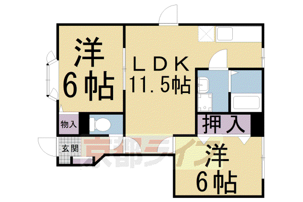 京阪電気鉄道京阪線 石清水八幡宮駅 徒歩44分 2階建 築30年(2LDK/1階)の間取り写真