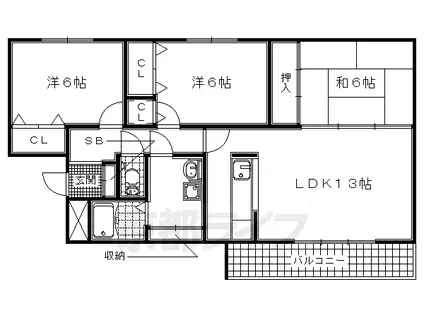 スクエアー美濃山(3LDK/2階)の間取り写真