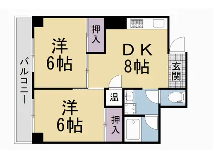 石清水ビューハイツA棟(2DK/4階)の間取り写真