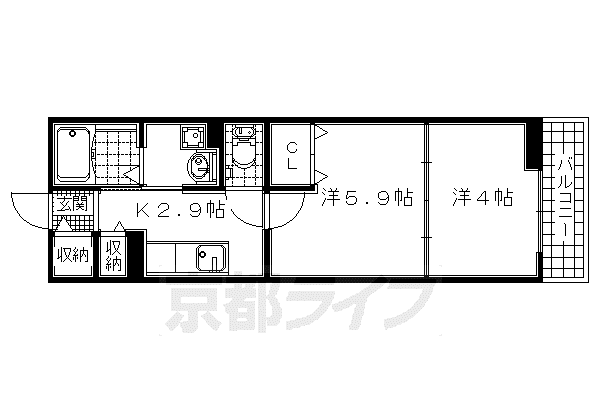 京阪電気鉄道京阪線 橋本駅(京都) 徒歩13分 2階建 築12年(1DK/1階)の間取り写真