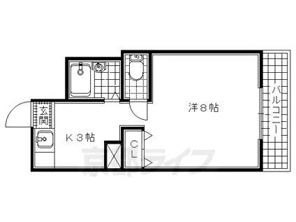 京阪電気鉄道京阪線 石清水八幡宮駅 徒歩6分 2階建 築26年(1K/2階)の間取り写真