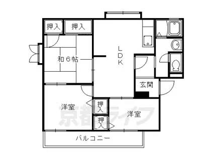 京阪電気鉄道京阪線 石清水八幡宮駅 徒歩32分 2階建 築32年(3LDK/2階)の間取り写真