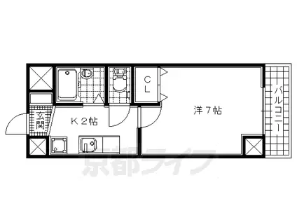 京阪電気鉄道京阪線 樟葉駅 徒歩38分 3階建 築28年(1K/3階)の間取り写真