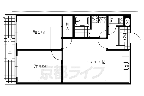 京阪電気鉄道京阪線 樟葉駅 徒歩27分 4階建 築39年(2LDK/3階)の間取り写真