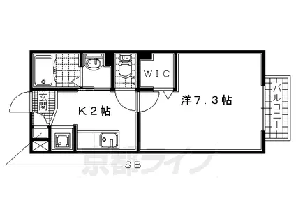 京阪電気鉄道京阪線 石清水八幡宮駅 徒歩48分 2階建 築20年(1K/1階)の間取り写真