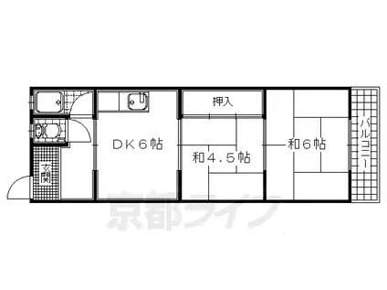 中西マンションA棟(2DK/2階)の間取り写真