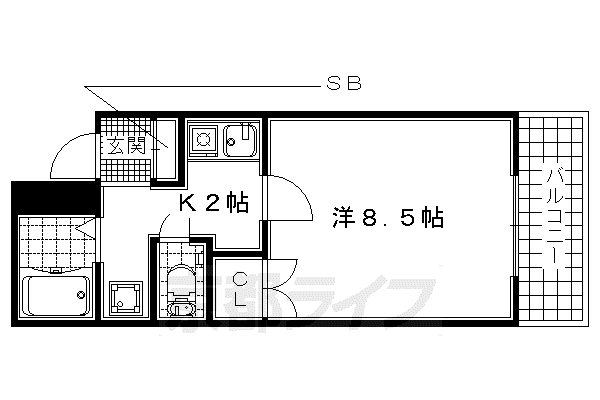 京阪電気鉄道京阪線 樟葉駅 徒歩25分 3階建 築28年(1K/2階)の間取り写真