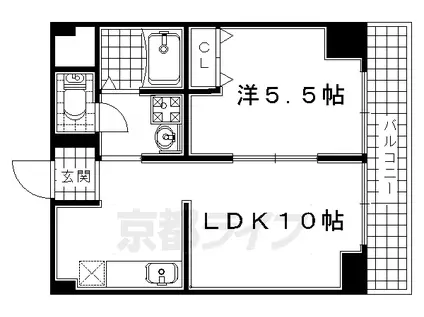 片町線 松井山手駅 徒歩46分 5階建 築20年(1LDK/2階)の間取り写真