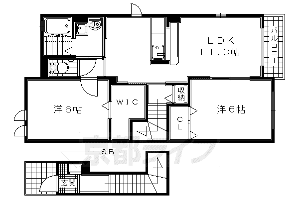 京阪電気鉄道京阪線 石清水八幡宮駅 徒歩33分 2階建 築15年(2LDK/2階)の間取り写真