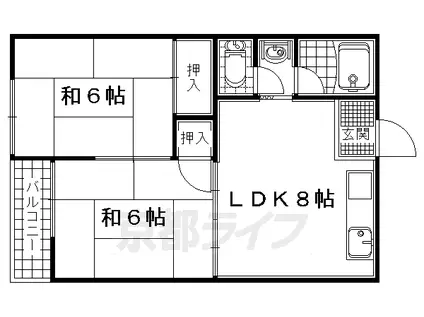 京阪電気鉄道京阪線 樟葉駅 徒歩25分 2階建 築49年(2LDK/2階)の間取り写真