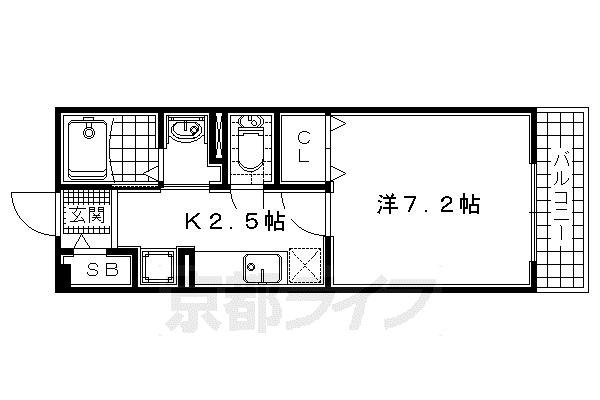 片町線 松井山手駅 徒歩41分 2階建 築14年(1K/2階)の間取り写真
