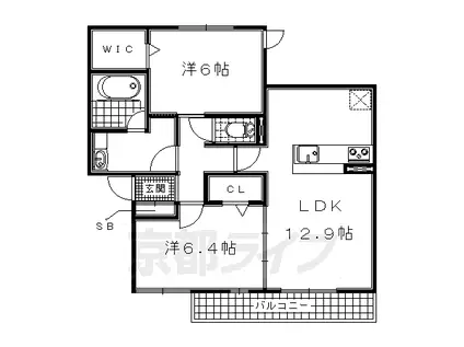 京阪電気鉄道京阪線 樟葉駅 徒歩27分 2階建 築13年(2LDK/2階)の間取り写真