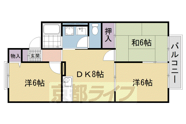 京阪電気鉄道京阪線 樟葉駅 徒歩36分 2階建 築31年(3DK/1階)の間取り写真