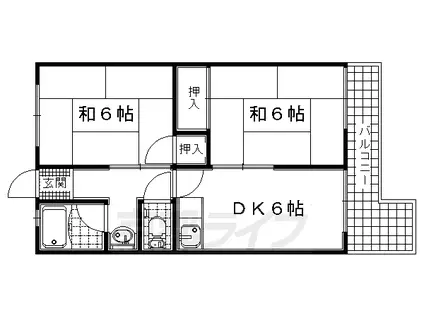 京阪電気鉄道京阪線 樟葉駅 徒歩24分 4階建 築48年(2DK/3階)の間取り写真