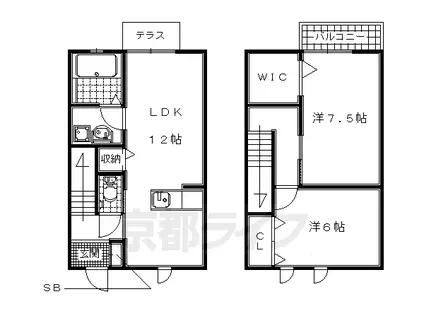 京阪電気鉄道京阪線 樟葉駅 徒歩25分 2階建 築11年(2LDK/1階)の間取り写真