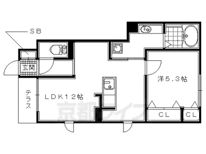 京阪電気鉄道京阪線 橋本駅(京都) 徒歩2分 2階建 築10年(1LDK/1階)の間取り写真