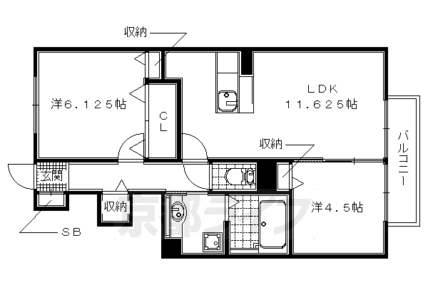 京阪電気鉄道京阪線 樟葉駅 徒歩37分 2階建 築11年(2LDK/1階)の間取り写真