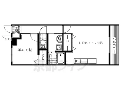 京阪電気鉄道京阪線 橋本駅(京都) 徒歩12分 3階建 築9年(1LDK/2階)の間取り写真