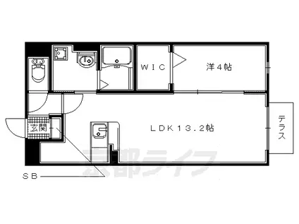 京阪電気鉄道京阪線 石清水八幡宮駅 徒歩5分 2階建 築9年(1LDK/1階)の間取り写真