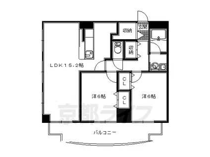 片町線 松井山手駅 徒歩19分 5階建 築23年(2LDK/4階)の間取り写真