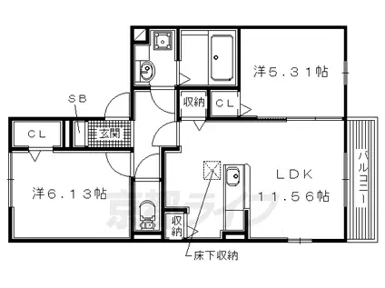 京阪電気鉄道京阪線 石清水八幡宮駅 徒歩30分 2階建 築8年(2LDK/2階)の間取り写真