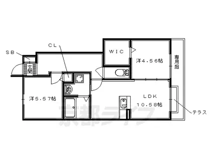京阪電気鉄道京阪線 石清水八幡宮駅 徒歩23分 2階建 築6年(2LDK/1階)の間取り写真