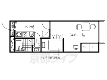 京阪電気鉄道京阪線 橋本駅(京都) 徒歩30分 2階建 築18年(1K/1階)の間取り写真