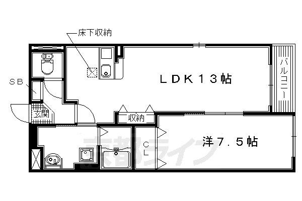 京阪電気鉄道京阪線 石清水八幡宮駅 徒歩29分 2階建 築9年(1LDK/1階)の間取り写真