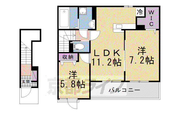 メゾン・ド・ポワール(2LDK/2階)の間取り写真