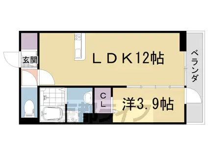京阪電気鉄道京阪線 淀駅 徒歩24分 3階建 築5年(1LDK/1階)の間取り写真