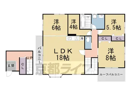 東海道本線 山科駅 徒歩5分 2階建 築30年(4LDK/2階)の間取り写真