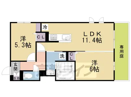 D-ROOM壬生森町(2LDK/1階)の間取り写真