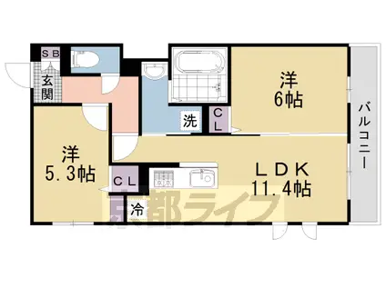 阪急電鉄京都線 西院駅(阪急) 徒歩5分 3階建 新築(2LDK/3階)の間取り写真