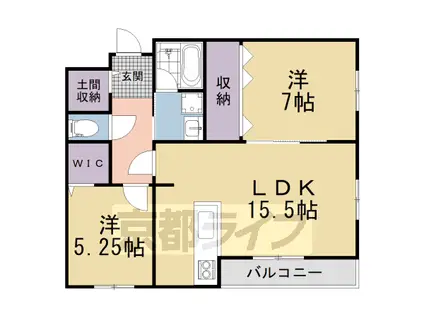 木津川市木津清水A棟アパート(2LDK/3階)の間取り写真