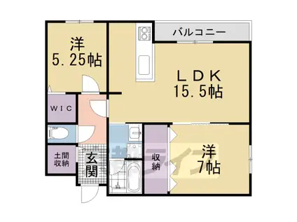 片町線 木津駅(京都) 徒歩7分 3階建 新築(2LDK/1階)の間取り写真