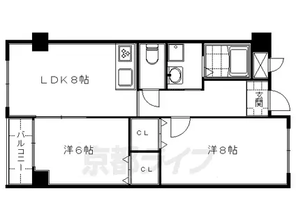 京阪電気鉄道京阪線 藤森駅 徒歩10分 5階建 築26年(2LDK/5階)の間取り写真
