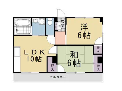 京阪電気鉄道京阪線 藤森駅 徒歩10分 5階建 築26年(2LDK/2階)の間取り写真