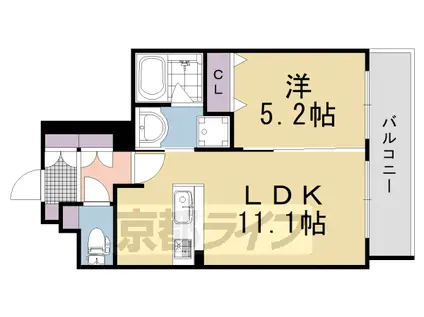 東海道本線 長岡京駅 徒歩9分 5階建 新築(1LDK/4階)の間取り写真