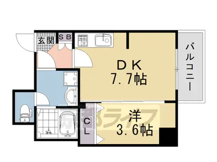 阪急電鉄京都線 西院駅(阪急) 徒歩13分 7階建 新築(1DK/5階)の間取り写真