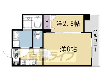 阪急電鉄京都線 西院駅(阪急) 徒歩13分 7階建 新築(2K/4階)の間取り写真