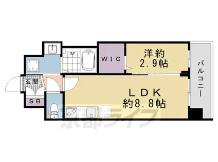 京都市烏丸線 十条駅(京都市営) 徒歩3分 8階建 新築(1LDK/6階)の間取り写真