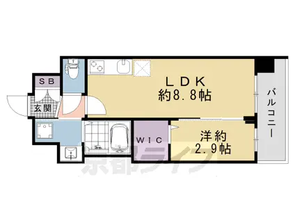 京都市烏丸線 十条駅(京都市営) 徒歩3分 8階建 築1年(1LDK/6階)の間取り写真