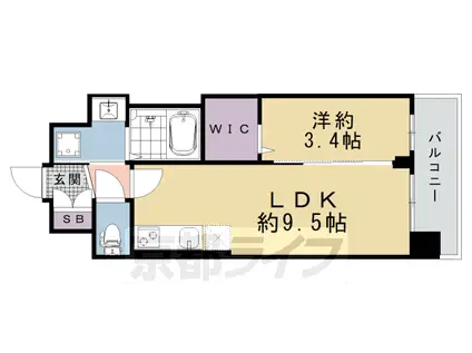 京都市烏丸線 十条駅(京都市営) 徒歩3分 8階建 新築(1LDK/5階)の間取り写真